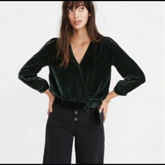 Madewell Velvet Wrap Top  - Picture 1 of 14
